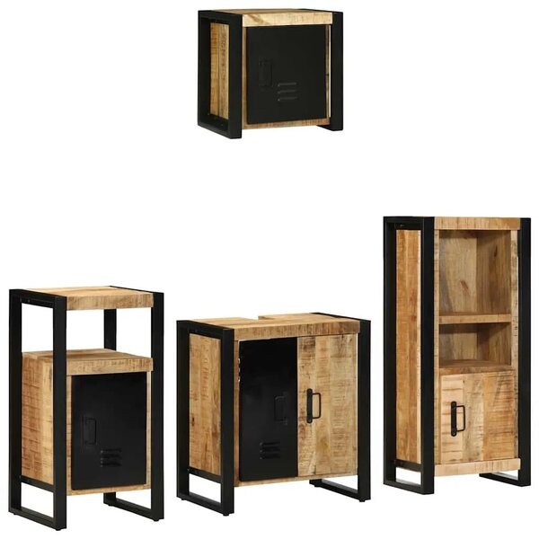 Set namještaja za kupaonicu 4 kom. Smeđa i crna 55 x 35 x 60 cm - masivno drvo manga