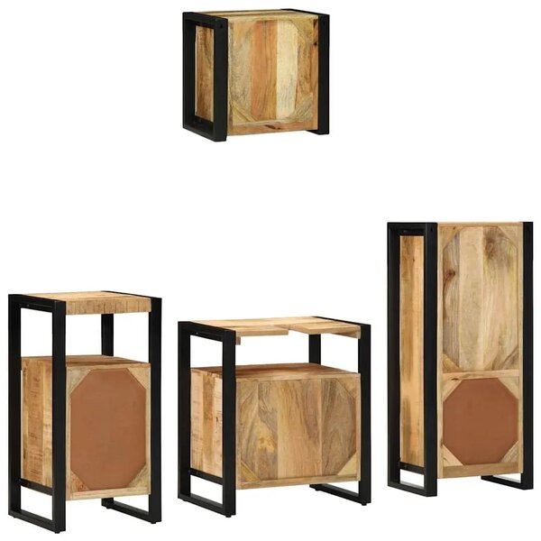 Set namještaja za kupaonicu 4 kom. Smeđa i crna 55 x 35 x 60 cm - masivno drvo manga