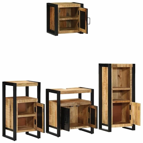 Set namještaja za kupaonicu 4 kom. Smeđa i crna 55 x 35 x 60 cm - masivno drvo manga
