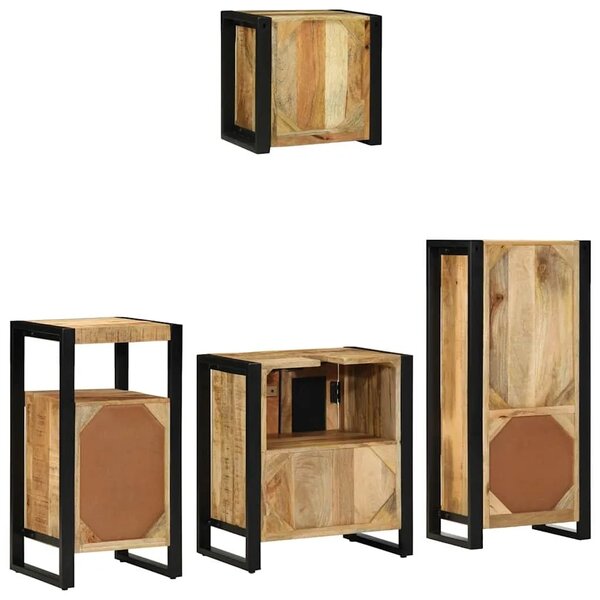 Set namještaja za kupaonicu 4 kom. Smeđa i crna 55 x 35 x 60 cm - masivno drvo manga