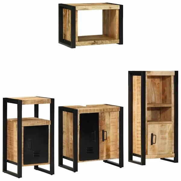 Set namještaja za kupaonicu 4 kom. Smeđa i crna 55 x 35 x 60 cm - masivno drvo manga