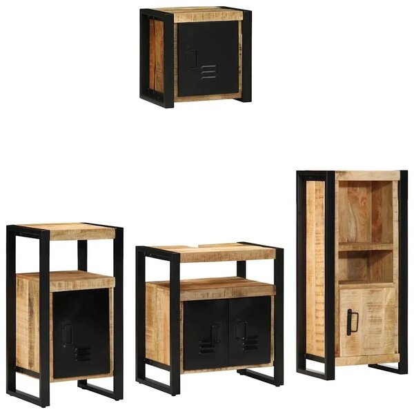 Set namještaja za kupaonicu 4 kom. Smeđa i crna 55 x 35 x 60 cm - masivno drvo manga
