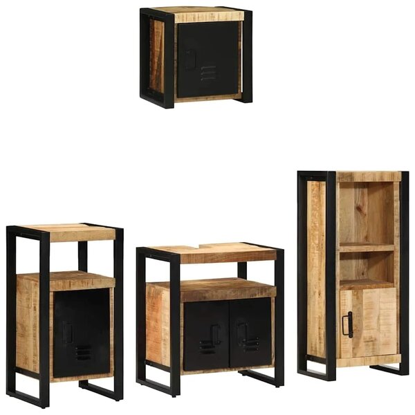 Set namještaja za kupaonicu 4 kom. Smeđa i crna 55 x 35 x 60 cm - masivno drvo manga