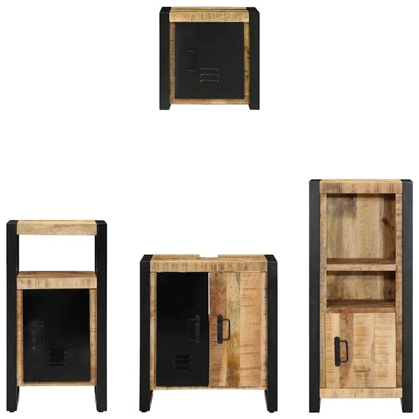 Set namještaja za kupaonicu 4 kom. Smeđa i crna 55 x 35 x 60 cm - masivno drvo manga