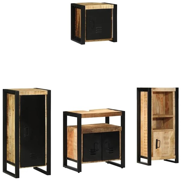 Set namještaja za kupaonicu 4 kom. Smeđa i crna 40 x 35 x 90 cm - masivno drvo manga