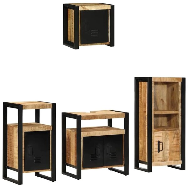 Set namještaja za kupaonicu 4 kom. Smeđa i crna 55 x 35 x 60 cm - masivno drvo manga