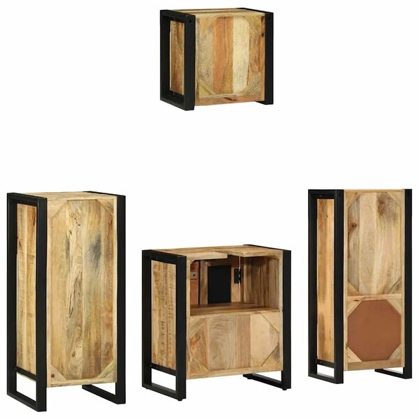 Set namještaja za kupaonicu 4 kom. Smeđa i crna 40 x 35 x 90 cm - masivno drvo manga
