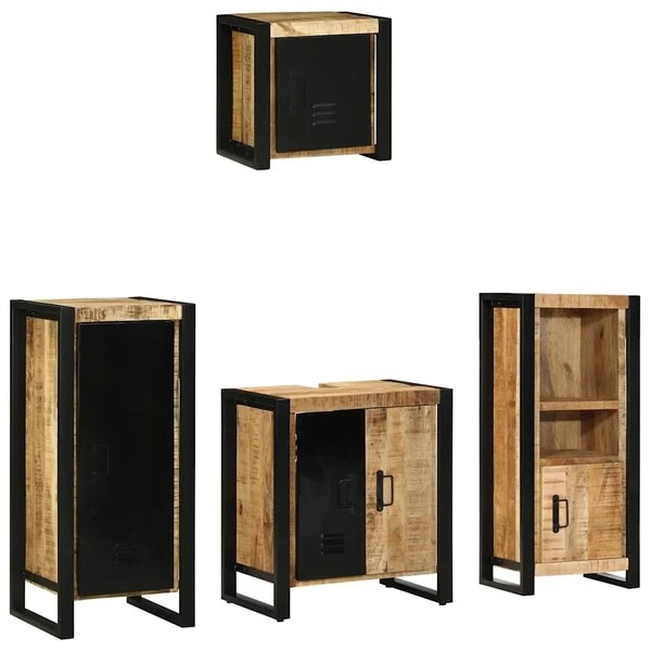 Set namještaja za kupaonicu 4 kom. Smeđa i crna 40 x 35 x 90 cm - masivno drvo manga