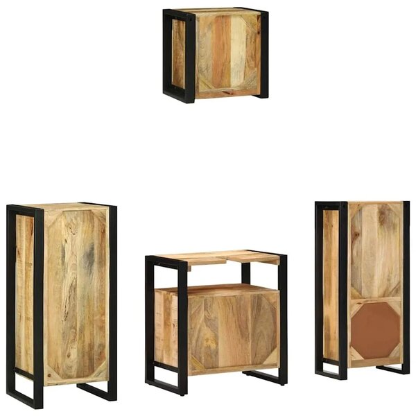 Set namještaja za kupaonicu 4 kom. Smeđa i crna 40 x 35 x 90 cm - masivno drvo manga