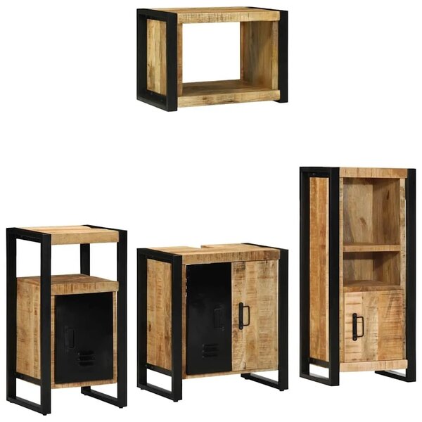 Set namještaja za kupaonicu 4 kom. Smeđa i crna 55 x 35 x 60 cm - masivno drvo manga