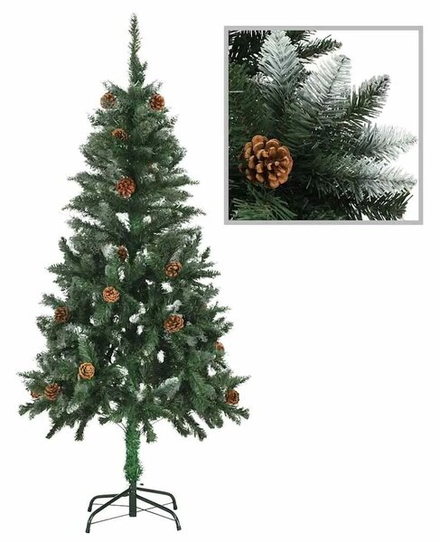 Umjetno božićno drvce sa šiškama i bijelim sjajem 150 cm - Zelena i bijela 150 x 89 cm
