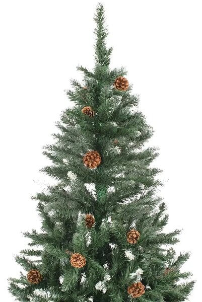 Umjetno božićno drvce sa šiškama i bijelim sjajem 180 cm - Zelena i bijela 180 x 104 cm
