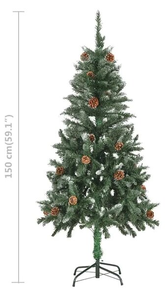Umjetno osvijetljeno božićno drvce s kuglicama i šiškama 150 cm - bijela i ružičasta 150 x 89 cm
