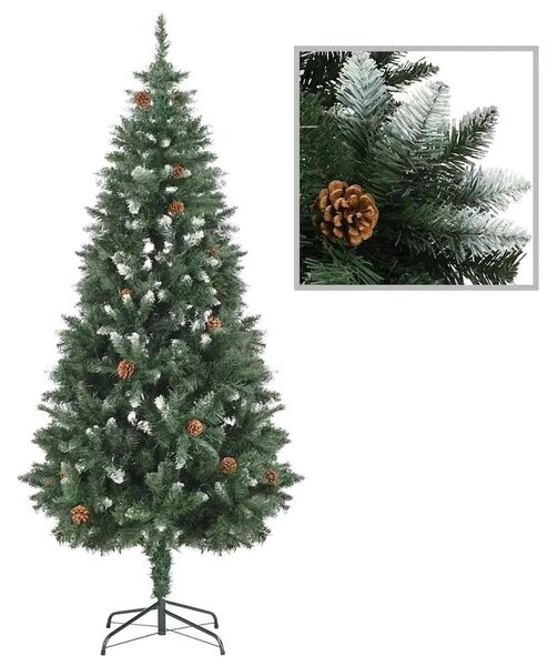 Umjetno osvijetljeno božićno drvce sa šiškama 180 cm - Zelena i bijela 180 x 104 cm