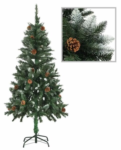 Umjetno osvijetljeno božićno drvce sa šiškama 150 cm - Zelena i bijela 150 x 89 cm