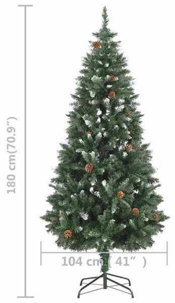 Umjetno osvijetljeno božićno drvce sa šiškama 180 cm - Zelena i bijela 180 x 104 cm