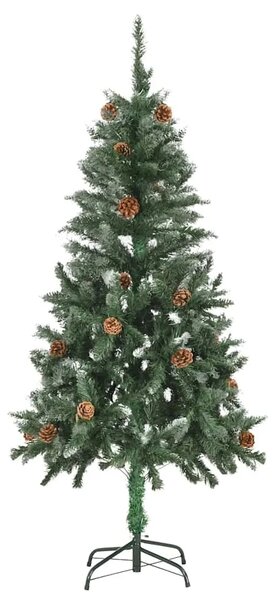 Umjetno božićno drvce sa šiškama i bijelim sjajem 150 cm - Zelena i bijela 150 x 89 cm