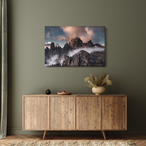 Slika - Talijanski Dolomiti skriveni u magli (90x60 cm)