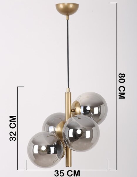 Siva/u zlatnoj boji viseća svjetiljka sa staklenim sjenilom ø 15 cm Forte – Squid Lighting
