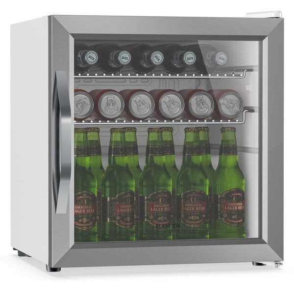 Klarstein Hladnjak za pića Beersafe s vratima od zrcalnog stakla | 44 x 48 cm | Unutarnje LED osvjetljenje | Srebrno-bijela