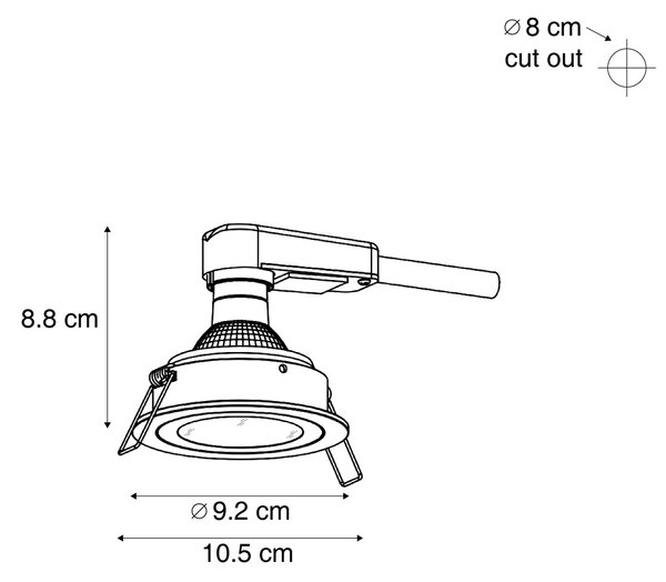 Set od 6 modernih ugradbenih reflektora boje metala podesivih IP44 - Chuck