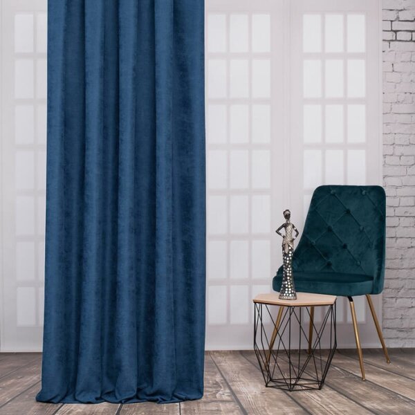 Zatamnjujuća dekor tkanina Dark Blue Glow plava vis. 3,00 m