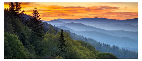 Slika - Crveni oblaci u planinama (120x50 cm)