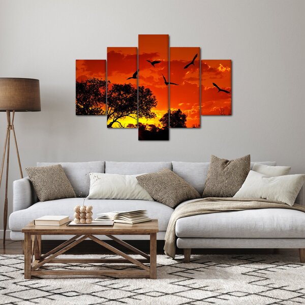 Slika ptica u zalasku sunca (150x105 cm)