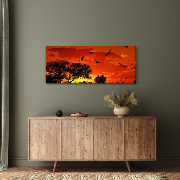 Slika ptica u zalasku sunca (120x50 cm)