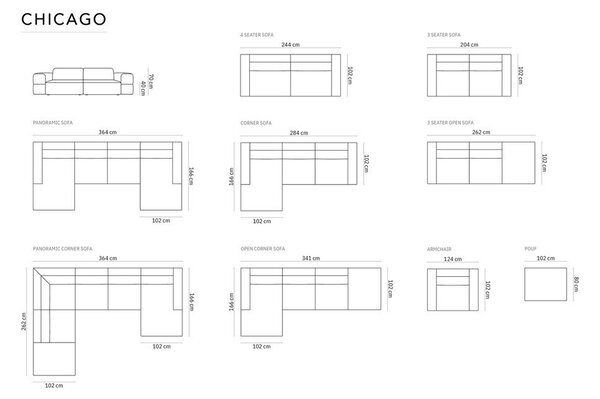 Bež sofa 204 cm Chicago – Cosmopolitan Design