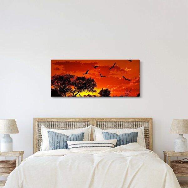 Slika ptica u zalasku sunca (120x50 cm)