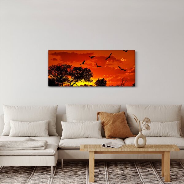 Slika ptica u zalasku sunca (120x50 cm)