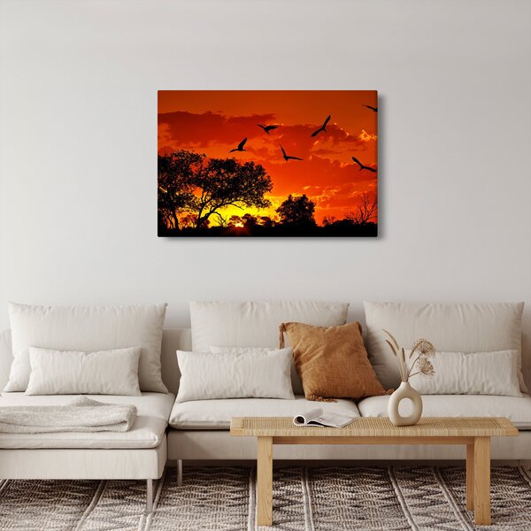 Slika ptica u zalasku sunca (90x60 cm)