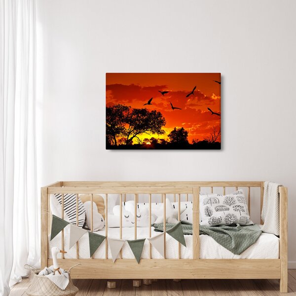 Slika ptica u zalasku sunca (90x60 cm)