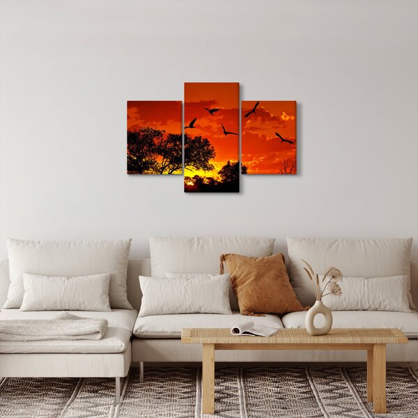 Slika ptica u zalasku sunca (90x60 cm)