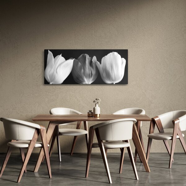 Slika - Crno-bijeli cvjetovi tulipana (120x50 cm)
