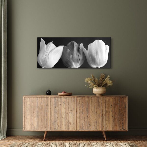 Slika - Crno-bijeli cvjetovi tulipana (120x50 cm)