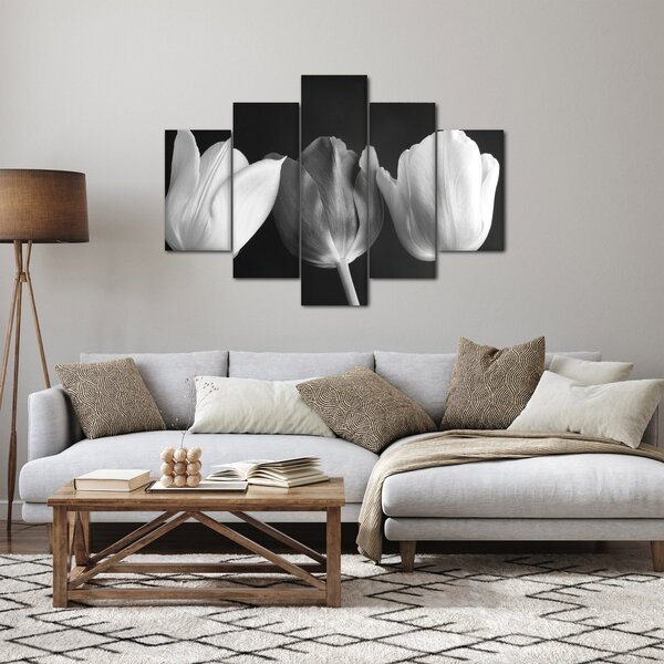 Slika - Crno-bijeli cvjetovi tulipana (150x105 cm)