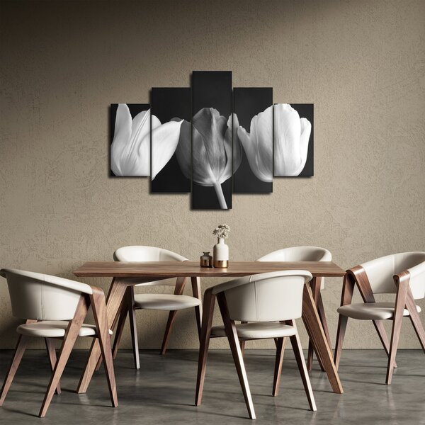 Slika - Crno-bijeli cvjetovi tulipana (150x105 cm)