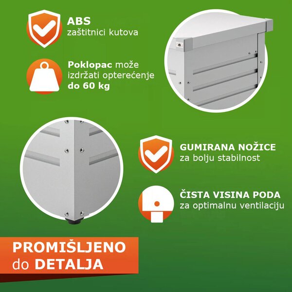 Metalni spremnik za pohranu METALBOX, 385L, 120×62×63cm, siva Gardebruk