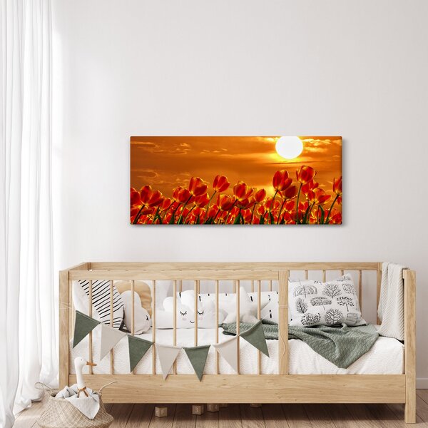 Slika cvatućeg polja s tulipanima (120x50 cm)