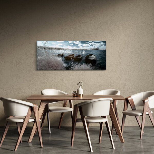 Slika - Drveni čamci na jezeru (120x50 cm)