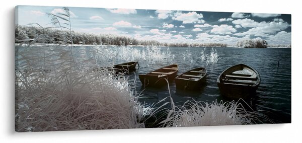Slika - Drveni čamci na jezeru (120x50 cm)