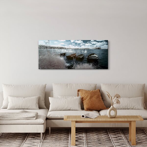 Slika - Drveni čamci na jezeru (120x50 cm)