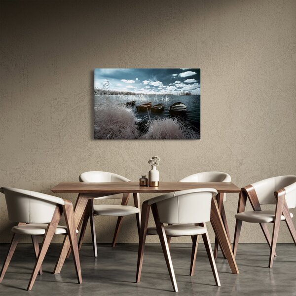 Slika - Drveni čamci na jezeru (90x60 cm)