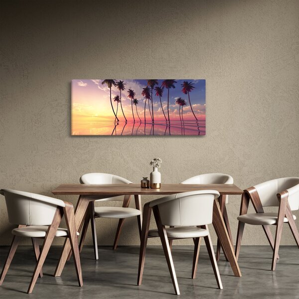 Slika palmi uzdignutih iznad vodene površine (120x50 cm)