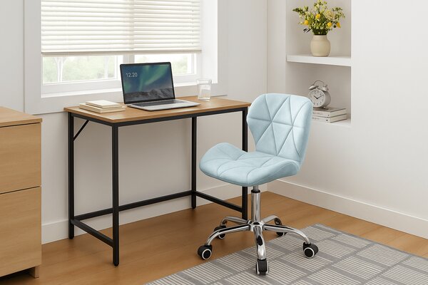 Set za ured radni stol TAYLOR 80x50 cm hrast sonoma + uredska stolica AVOLA VELVET svijetloplava