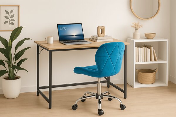 Set za ured radni stol TAYLOR 80x50 cm hrast sonoma + uredska stolica AVOLA VELVET kraljevski plava