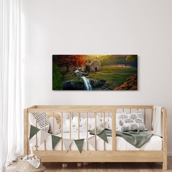 Slika kućice u bajkovitom krajoliku (120x50 cm)