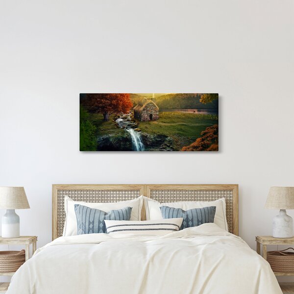 Slika kućice u bajkovitom krajoliku (120x50 cm)